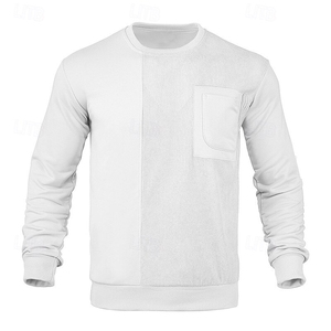 Sweat-shirt léger à manches longues pour homme, couleur blanc, anti-plis, 100 % coton biologique, tendance, grande taille - Product Image 1