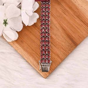 Luxury 925 Sterling Silver <b>Garnet</b> Tennis <b>Bracelet</b> Fashion Gemstone Jewelry for Unisex - Product Image 2