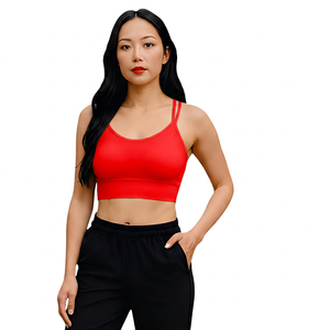 Sujetador deportivo para mujer, color beige, con tirantes, sin espalda, para yoga, transpirable, a prueba de golpes, ligero, para entrenamiento - Product Image 3