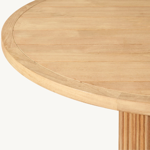 Mesa redonda de estilo moderno y sencillo, adecuada para restaurantes o comedores al aire libre, hecha de madera de teca duradera. - Product Image 3