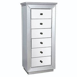 Armadio Portagioie Argentato a Specchio con 6 Cassetti e 16 Ganci per Collane, 2 Ante Laterali a Battente - Product Image 4