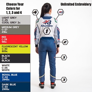 Traje de Carreras de Manga Larga para Mujer KhumBro, Color Azul Marino y Blanco, Impresión por Sublimación, Secado Rápido, para Todas las Temporadas, Ropa de Carreras de Motos y Automóviles - Product Image 5