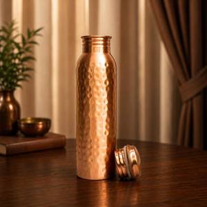 Classic <b>Copper</b> <b>Water</b> <b>Bottle</b> with Rustic Hammered Texture - Product Image 6