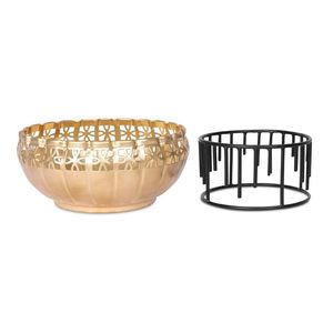 Copper Gold Urli Bowl with Stand Decorative Water Bowl Tealight <b>Candle</b> Holder for Diwali Pooja Home Table Decor Festive Gift - Product Image 5