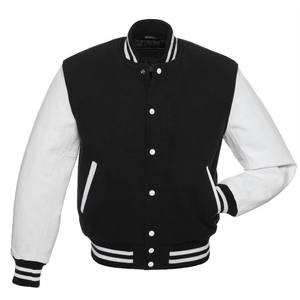 Chaqueta Varsity de Lana Personalizada para Hombre, Cuello Alto, Exterior de Poliéster/Algodón, Cierre de Botones, Resistente al Viento, Informal, Elegante, para Invierno - Product Image 4