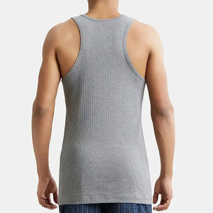 Débardeur sans manches gris pour homme, col rond, décontracté, tricoté, couleur unie, en coton, sous-vêtement - Product Image 2