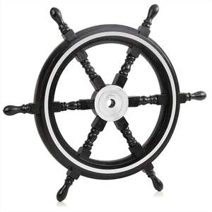 Handcrafted Wooden Ship Wheel Wall <b>Decor</b> | <b>Nautical</b> Maritime Steering Wheel | Vintage Marine Style Home Decoration - Product Image 1