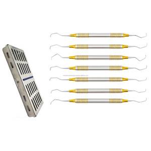 World Precision Surgical Gracey Curettes 7Pcs Stainless Steel Gold Coated Manual Ergonomic Knurled Grip Dental Periodontal - Product Image 1