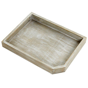 Plateau de service rectangulaire moderne en bois de manguier massif avec poignées métalliques, finition brun vintage poli, décoration intérieure pour usage en restaurant - Product Image 2