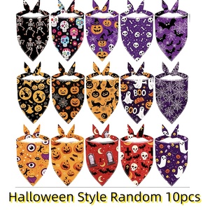 Bandanas d'Halloween pour chiens et chats – Écharpes personnalisées à imprimé citrouille, fantôme et chauve-souris – Accessoire de fête en gros - Product Image 1
