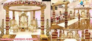 Mandap de mariage élégant style Haveli, décorations grandioses Bollywood, magnifiques décorations pour fête de mariage hindou, en matériau fibreux portable, Allemagne, Sydney - Product Image 2