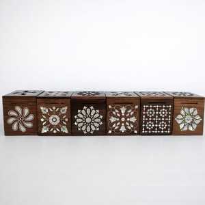 Brûleur d'encens élégant en bois d'acacia avec incrustation MOP, artisanal de qualité supérieure, Mubkhar arabe pour Oud, Bakhoor, Ramadan, Aïd, Islamique - Product Image 4