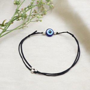 Hand Jewelry Small Black <b>Bead</b> Colorful Adjustable Black Cord Evil Eye Fine <b>Bracelet</b> with Silver <b>Beads</b> for Adjustable Protection - Product Image 3