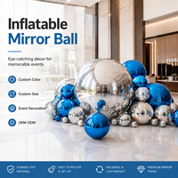 Ballon gonflable suspendu pour décoration de scène, en PVC, couleur vive, boule miroir, réfléchissant au laser, imperméable et durable
