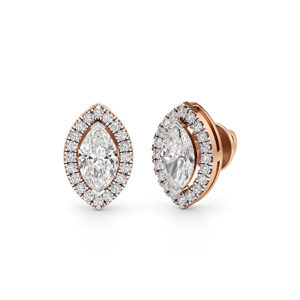Boucles d'oreilles en or rose avec diamants taille marquise, bijoux de luxe pour femmes, forme goutte d'eau - Product Image 1