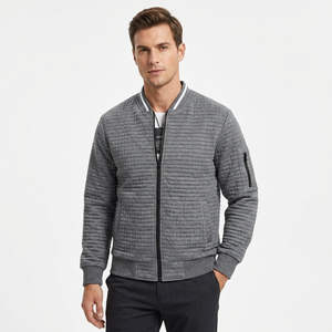<b>Men's</b> Solid Color Crocheted <b>Canvas</b> <b>Jacket</b> Henry Collar Zipper Front Casual Windproof Autumn Fleece Coat Regular Sleeve Slim Fit - Product Image 6