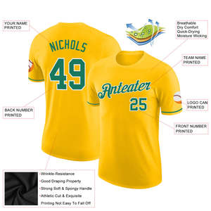 Camiseta de Béisbol Sublimada Amarilla para Hombre, Personalizable con Nombre y Número, Uniforme de Béisbol OEM, Camisetas Deportivas para Hombre - Product Image 2