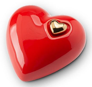 Urna Conmemorativa Roja con Mini Corazón Dorado para Cenizas, Corazón para Cenizas Funerarias de Metal Latón/Aluminio - Product Image 2