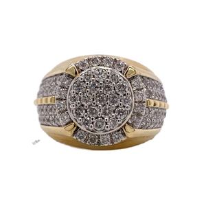 Moissanite Micro Pave Diamond 14K Oro amarillo y blanco Dos tonos Estilo rapero de hip hop Full Iced Out Anillo elegante y antiguo para hombres - Product Image 1