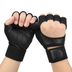 Gants de musculation pour hommes Kadia avec logo personnalisé, en cuir noir uni, respirants, à dos ouvert, avec support de poignet réglable, gants de sécurité - Product Image 5