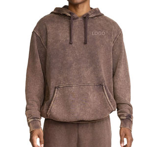 Sudadera con Capucha de Felpa Lavada de Primera Calidad, Unisex, Mezcla de Algodón, Estilo Casual Urbano, Otoño, Servicio OEM, Bolsillo Delantero, Corte Holgado - Product Image 1