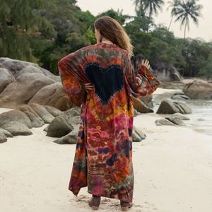 Belle Nouveau Kimono Robe D'été Surdimensionné Vacances Look Boho Festival Bohème Boho Chic À La Mode Femmes Tie Dye Kimono - Product Image 3