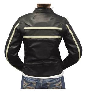 Unisex Striped Biker Racing <b>Motorcycle</b> <b>Jacket</b> Long Sleeved Leather Classic Heavy Duty <b>Summer</b> Moisture-wicking - Product Image 3