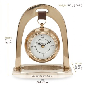 Horloge de bureau traditionnelle en laiton, mouvement mécanique circulaire, affichage à aiguilles, finition dorée, sonnerie silencieuse, Noël - Product Image 4