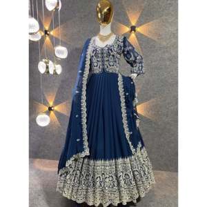 Vestido Anarkali de Diseñador con Hermosa Dupatta, Talla XL, Poliéster, para Fiestas - Product Image 4