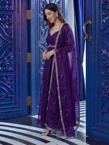 RICH LOOK Vestido Étnico de Seda con Bordado y Lentejuelas, con Dupatta, para Fiestas, Precio al por Mayor, En Stock, para Fiesta de Diwali - Product Image 4