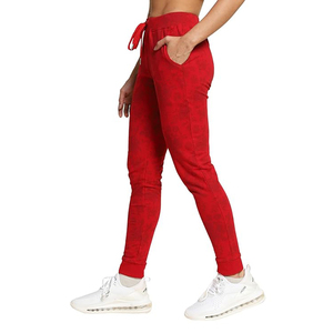Pantalon de jogging plissé pour femme, taille haute, cordon de serrage, bas élastiqué, coupe fuselée, respirant, polyester et coton - Product Image 2