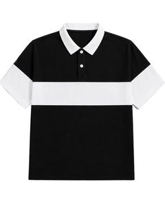 Customized Black And <b>White</b> Men <b>Polo</b> Shirt Short Sleeve Casual Golf T Shirt Breathable Summer Color Block Premium Quality Top - Product Image 1