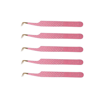 Alat Bulu Mata Profesional Pink 90 45 Volume Lash Tweezers Stainless Steel Presisi Anti-Statik Tahan Lama Ujung Halus Bulu Mata