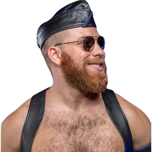 Casquette militaire en cuir pour homme avec passepoil, sept couleurs au choix, en cuir véritable de qualité supérieure, style couvre-chef - Product Image 5