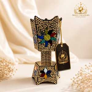 Mabkhara de acero inoxidable negro con incrustaciones de oro, estilo vintage árabe tradicional, quemador de incienso Oud Bakhoor. - Product Image 6