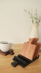 Natural Wood <b>Drink</b> Coasters, Rustic Handmade Wooden Coaster Set for Coffee Cups, Tea Mugs, Wine Glasses, Tumblers and Restaurant - Product Image 4