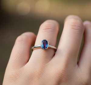 Anillo de Alejandrita que Cambia de Color, Plata de Ley 925, Certificado IGI, Diseño Art Deco, Anillo de Compromiso Hecho a Mano, Elegante Regalo para Mujer - Product Image 5