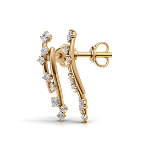 Boucles d'oreilles en or 18 carats avec diamants de laboratoire certifiés IGI en forme de feuille |   Boucles d'oreilles élégantes inspirées de la nature avec diamants - Product Image 2