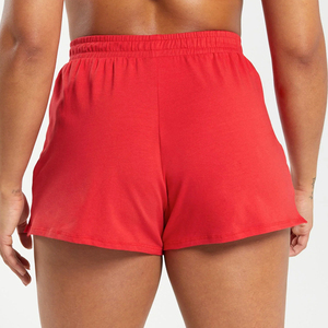 2026 Solid <b>Red</b> Color Made In Different Design Eco Friendly Soft Touch Cotton <b>Material</b> Premium Quality Lady Running Shorts - Product Image 2