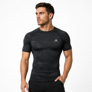 Men's Quick Dry Gym T-Shirt Compression Fitness Top Breathable Short Sleeve Athletic Running Sport Bodybuilding Training <b>Tee</b> - Product Image 4