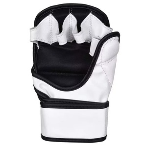 Guantes de MMA Negros Premium con Ribete Blanco, Guantes de Grappling Profesionales para Artes Marciales, Sparring, Entrenamiento de Boxeo con Palma Abierta - Product Image 3
