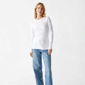 Camiseta Moderna Casual de Manga Larga para Mujer, Mezcla de Algodón Premium, Cuello Redondo Cómodo, Top de Moda para Uso Diario - Product Image 3
