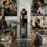 Bouteille d'hydratation ultra-résistante de 1000 ml, sans BPA, design anti-fuite avec bouchon à bouton-poussoir et poignée pour les modes de vie actifs