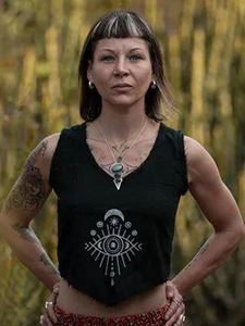 Handcrafted Bohemian Evil Eye Crop <b>Top</b> for Women Cotton Tank <b>Top</b> <b>Festivals</b> Rave Party Wear Blouse Casual Sleeveless Summer Vest - Product Image 5