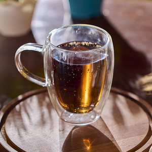 Artisan Crafted Double Wall Borosilicate <b>Glass</b> Tea Coffee Cup <b>with</b> Comfortable <b>Handle</b> Reusable Kitchen Drinkware Microwave Safe - Product Image 2