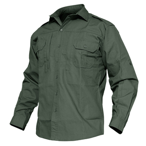 Chemise tactique à manches longues pour homme de haute qualité, fermeture éclair, séchage rapide, respirante, polyester/coton écologique, unie - Product Image 1