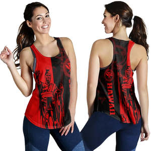 Camiseta sin mangas para mujer con estampado floral hawaiano de guerrera, cuello redondo, transpirable, de poliéster tejido, estilo casual, espalda cruzada, estampado digital - Product Image 1
