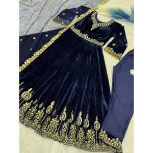 Hermoso Vestido Largo Verde Indio y Pakistaní con Bordado y Lentejuelas, Incluye Dupatta, Diseño de Pantalón HK - Product Image 4