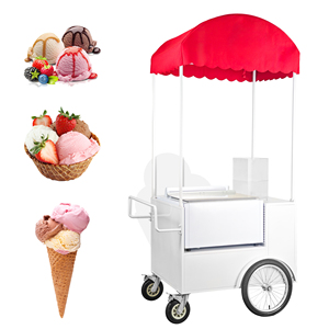 Carrito móvil con congelador de helados y exhibidor para venta de comida callejera, carrito de empuje para negocios al aire libre - Product Image 4