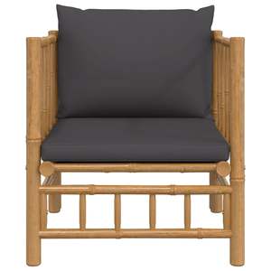 Canapé de jardin gris foncé avec tissu en polyester et mousse en bambou naturel, élégante chaise de jardin d'extérieur - Product Image 3